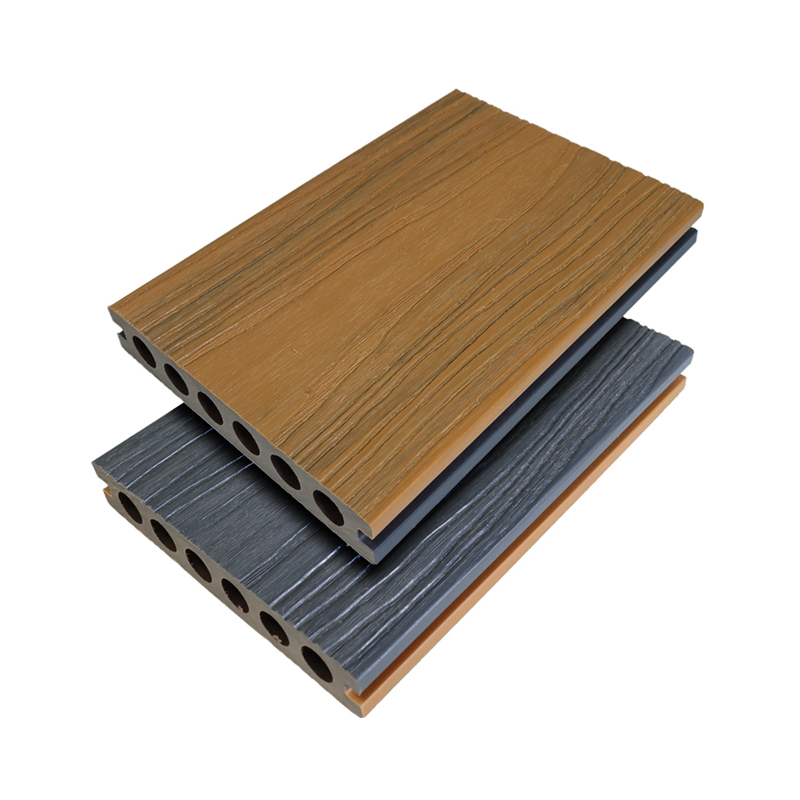 Srl-138*23mm panlabas na wpc composite 3d malalim na embossing co-extrusion round guwang sliver grey decking flooring